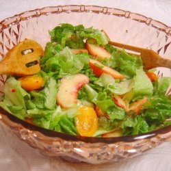 Garden Greens With Yellow Tomatoes and Peaches recipe