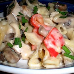Creamy Olive Chicken Bake With Red Peppers and Mushrooms recipe