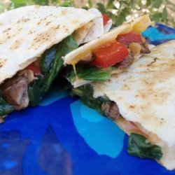 Mushroom and Spinach Quesadilla With Garden Salad recipe