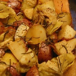 Roasted Artichokes & New Potatoes recipe