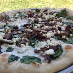 Spinach, Mushroom, Red Onion and Goat Cheese Pizza recipe