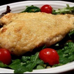 Parmesan-Crusted Chicken on Bed of Fancy Greens recipe