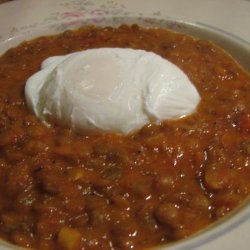 Poached Eggs With Slow Cooked Spicy Lentils recipe
