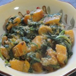 Butternut Squash W/ Wilted Spinach and Blue Cheese recipe