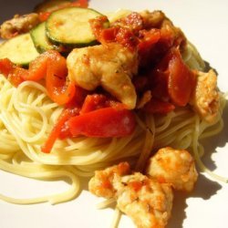 Chicken With Peppers, Zucchini and Tomatoes on Angel Hair recipe