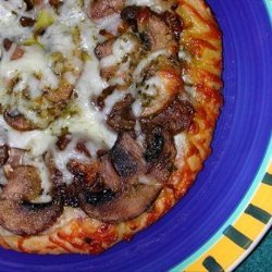 Eggplant  (Aubergine) Mushroom Feta Pesto Pizza recipe