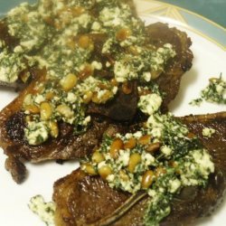 Pan-Seared Lamb Chops With Mint over Greens recipe