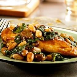 Balsamic Chicken with White Beans and Spinach recipe