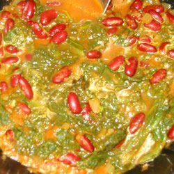 Curried Mustard Greens with Kidney Beans recipe