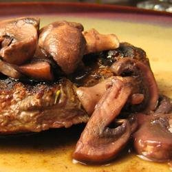Thyme-Rubbed Steaks with Sauteed Mushrooms recipe
