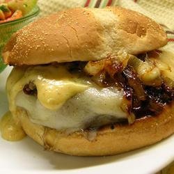 Kickin' Turkey Burger with Caramelized Onions and Spicy Sweet Mayo recipe