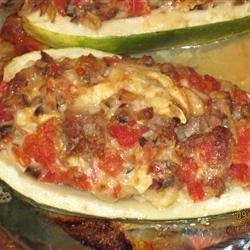 Stuffed Zucchini with Chicken Sausage recipe