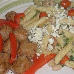 Penne with Spicy Chicken Sausage, Beans, and Greens recipe