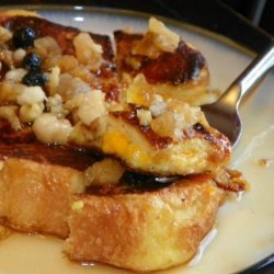 Cheddar French Toast With Dried Fruit Syrup recipe