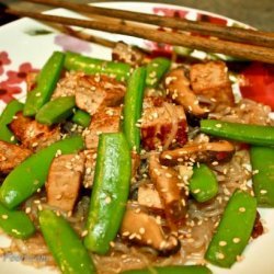 Stir-Fried Tofu With Mushrooms, Sugar Snap Peas, and Green Onion recipe