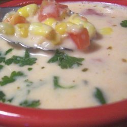 Creamy Corn Soup With Red Bell Pepper recipe