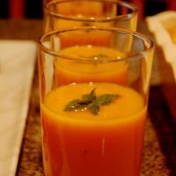 Chilled Cantaloupe Peach Soup with Ginger & Mint recipe