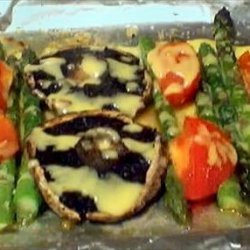 Asparagus, Mushroom and Tomato Bake With Seasoned Cheese Sauce recipe