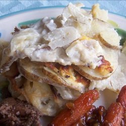 Potato, Caramelized Onion, and Goat Cheese Gratin recipe