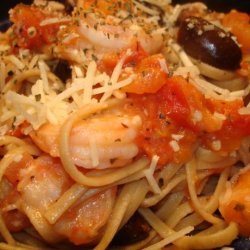 Linguine With Grilled Shrimp and Black Olives recipe