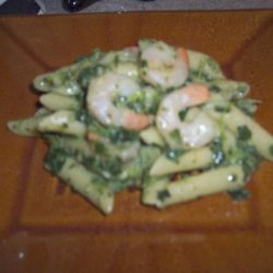 Cream of Spinach n' Shrimp Over Pasta recipe