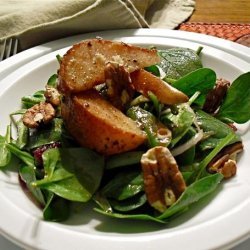Warm Apple Vinaigrette With a Roasted Pear & Spinach Salad recipe