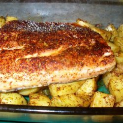 Chili-Crusted Salmon With Roasted Potatoes recipe