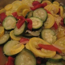 Sauteed Yellow Squash, Zucchini and Roasted Red Peppers recipe