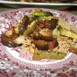 Grilled Vegetables in Balsamic Tomato Sauce with Couscous recipe
