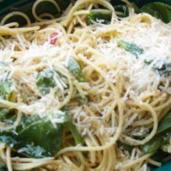 Garlic Spaghetti With Spinach recipe