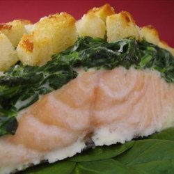 Baked Salmon With Mascarpone Spinach recipe