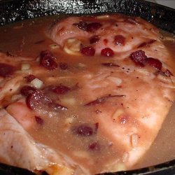 Quick and Easy Skillet Ham Slices With Cranberry-Ginger Sauce recipe