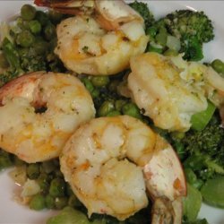 Lemony Sauteed Shrimp With Broccoli and Peas recipe