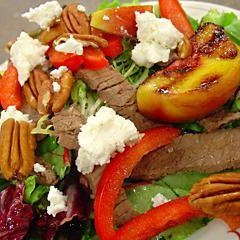 Steak Salad With Grilled Peaches recipe