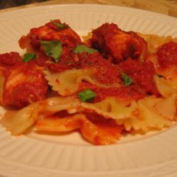 Pasta With Red Sauce and Salmon recipe