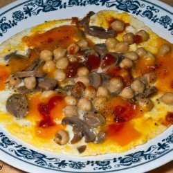 Chickpea, Mushroom, Cheese and Egg Omelet recipe
