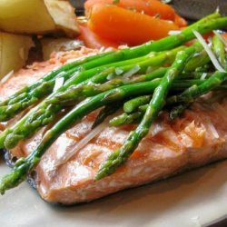 Grilled Garlic Asparagus and Salmon recipe