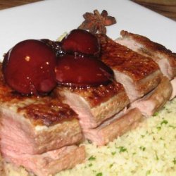 Spiced Balsamic Duck With Plums and Couscous recipe