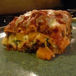 Turkey Lasagna with Butternut Squash, Zucchini, and Spinach recipe