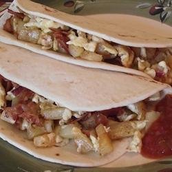 Bacon, Potato, and Egg Taco Ole recipe