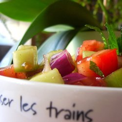 Tomato, Cucumber and Red Onion Salad with Mint recipe