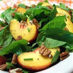 Spinach Salad with Peaches and Pecans recipe