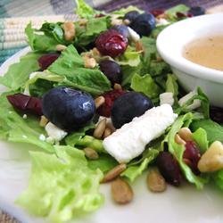 Deliciously Sweet Salad with Maple, Nuts, Seeds, Blueberries, and Goat Cheese recipe