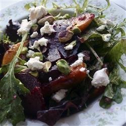 Roasted Beet, Peach and Goat Cheese Salad recipe
