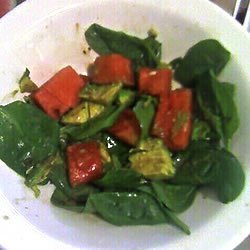 Avocado Watermelon Spinach Salad recipe