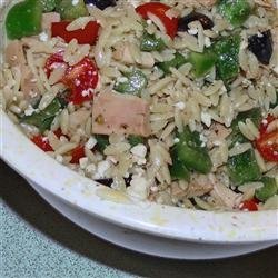 Mediterranean Chicken and Orzo Salad In Red Pepper Cups recipe