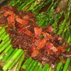 Pan Roasted Asparagus With Red Onion and Bacon recipe