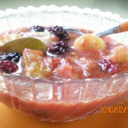 Warm Rhubarb, Red Banana, and Blackberry Salsa recipe