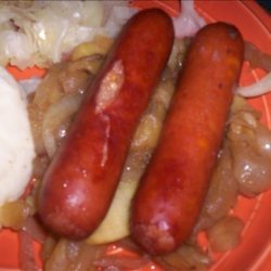 Pan-Grilled Sausages with Apples and Onions recipe