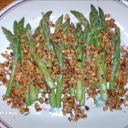 Steamed Asparagus With Walnuts and Browned Butter Sauce recipe